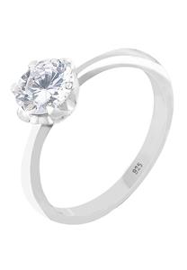 Elli Dames Engagement Klassieker met Zirconia Kristallen in 925 Sterling Zilver Wit