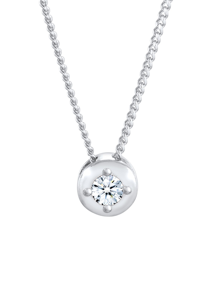Elli DIAMONDS Dames Solitaire Hanger Elegant met Diamant (0.11 ct.) in 925 Sterling Zilver Verguld