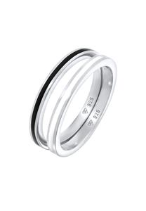 Elli Ring-Set Bandring Basic Emaille 2er Set 925 Silber, Ring Set