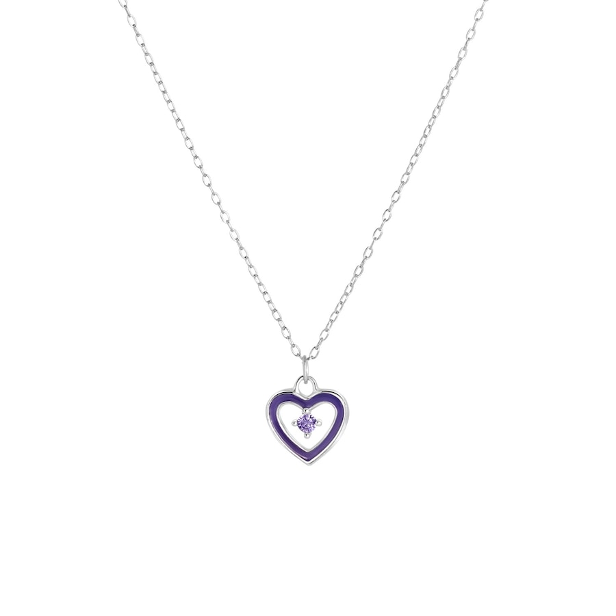 Lucardi Zilveren ketting hart emaille&geboortesteen - december