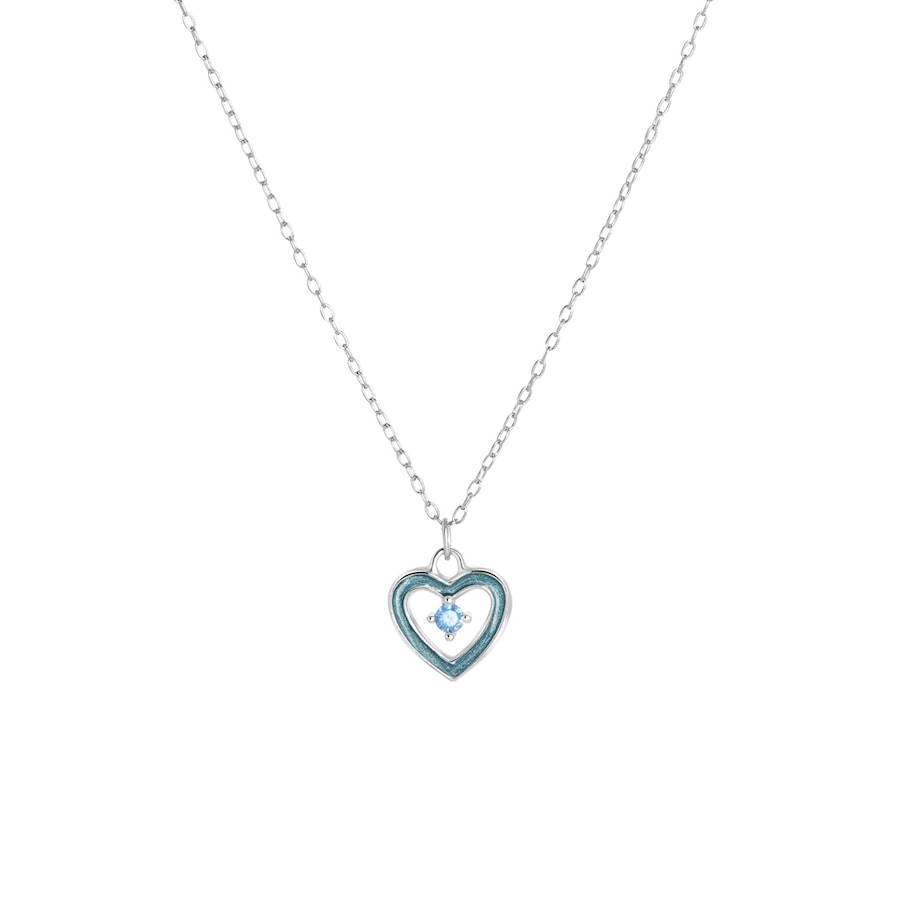 Lucardi Zilveren ketting hart emaille&geboortesteen - december