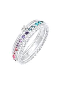 Elli Dames Set Multi-Colour Fonkelend met kristallen Kleurrijk in 925 sterling zilver verguld