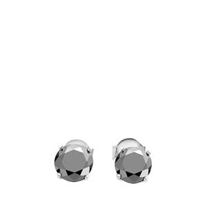 Lucardi Zilveren oorbellen met zwarte zirkonia rond 6mm
