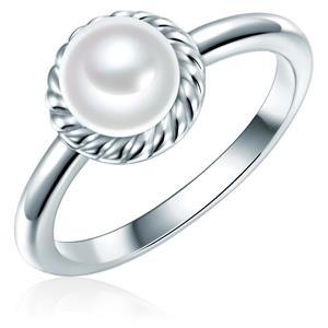 Valero Pearls Ring Sterling zilver Zirkonia Gekweekte zoetwaterparels in Zilver