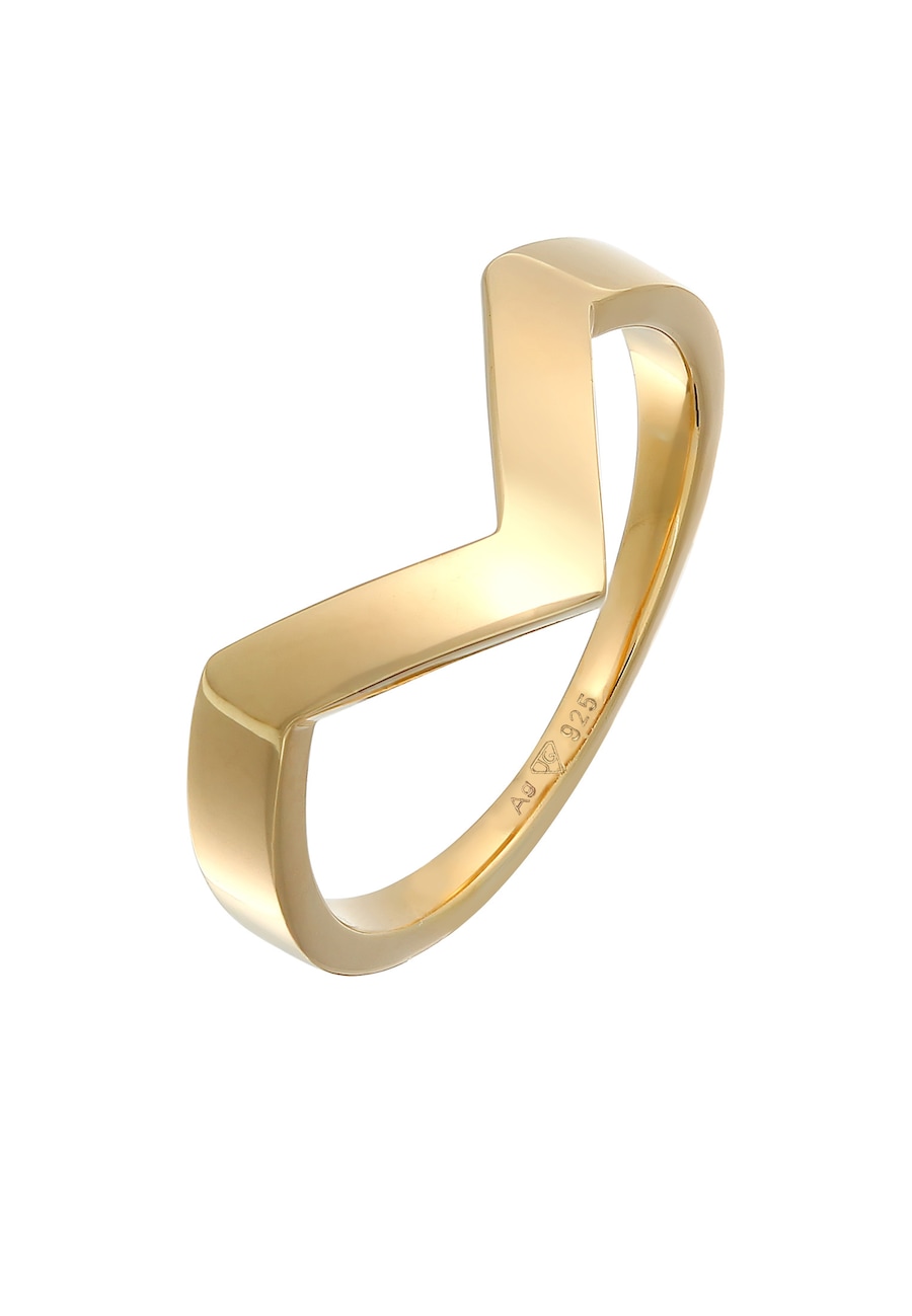 Elli PREMIUM Ring Dames V-vorm Geo Basis in 925 sterling zilver gerhodineerd