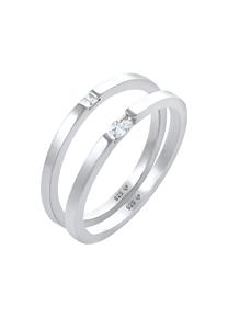 Elli Dames Set Solitaire Marquise Baguette Cut met Zirconia Kristallen in 925 Sterling Zilver Verguld