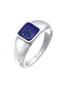 KUZZOI Heren zegelring Vierkant Basis Robuust Blauw met Sodaliet in 925 Sterling Zilver Zilver