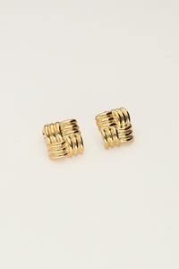 My jewellery Vierkante studs gevlochten