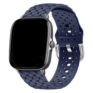 Strap-it Amazfit GTS 3 gevlochten siliconen bandje (donkerblauw)