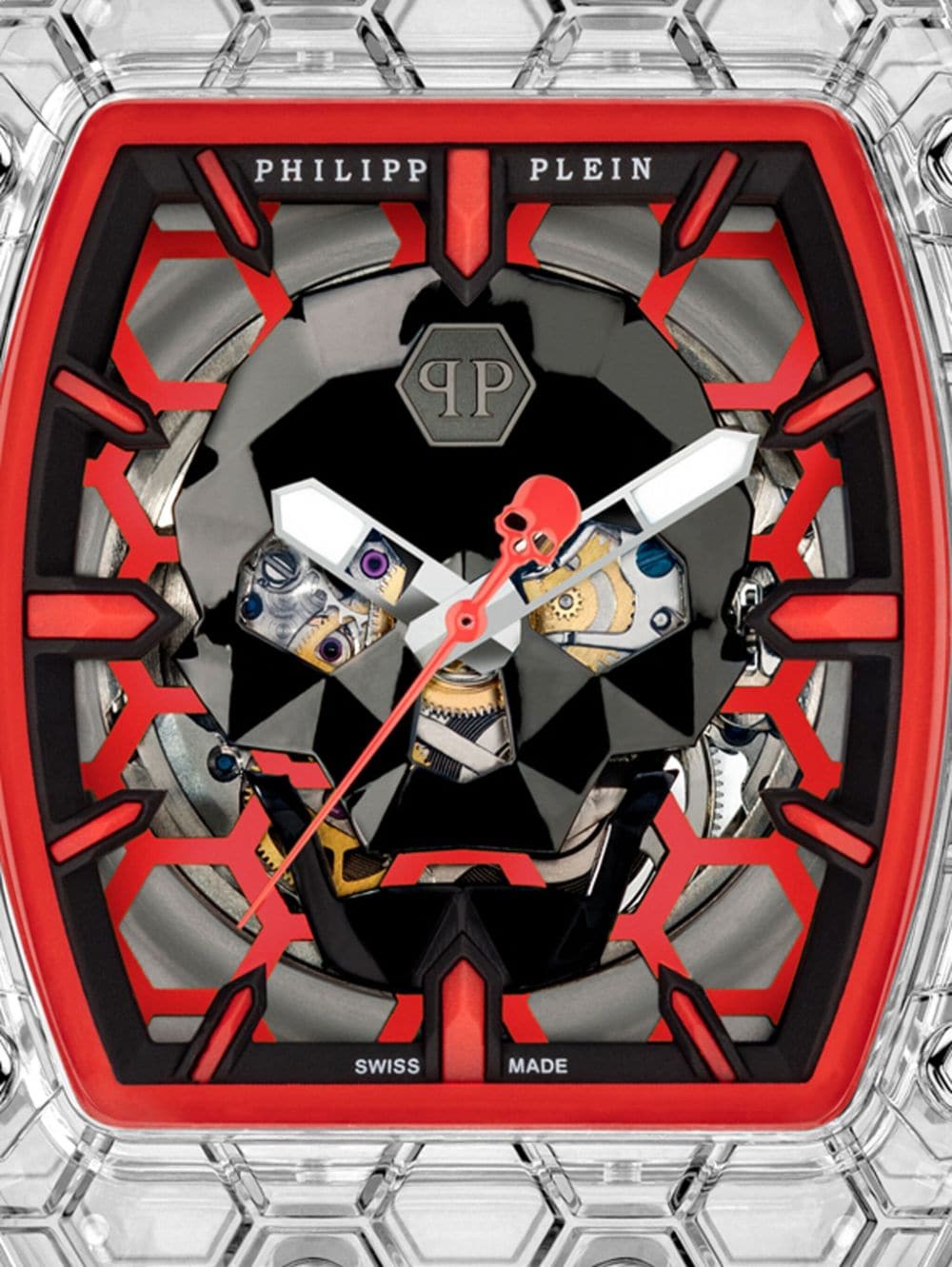 Philipp Plein Crypto King CRY$TAL $LAYER 44 mm horloge - Rood