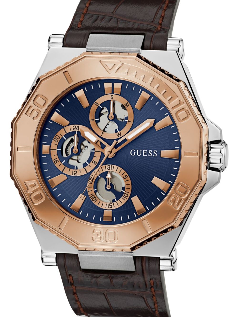 GUESS USA recycled steel chronograph 46mm - Blauw