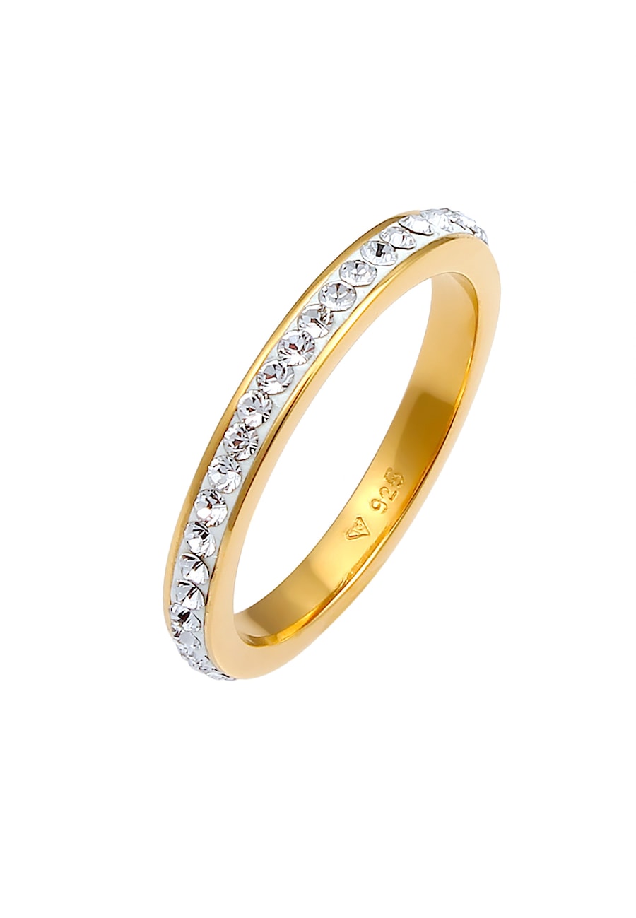 Elli Dames Bandring Sprankelend Elegant met kristallen in verguld 925 Sterling Zilver Goud