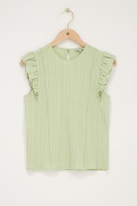 My jewellery Groene crinkle top met ruffle