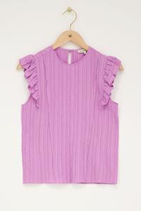 My jewellery Paarse crinkle top met ruffle