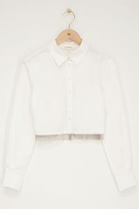 My jewellery Witte cropped blouse met glitter franjes