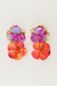 My jewellery Island oorhangers met twee roze bloemen