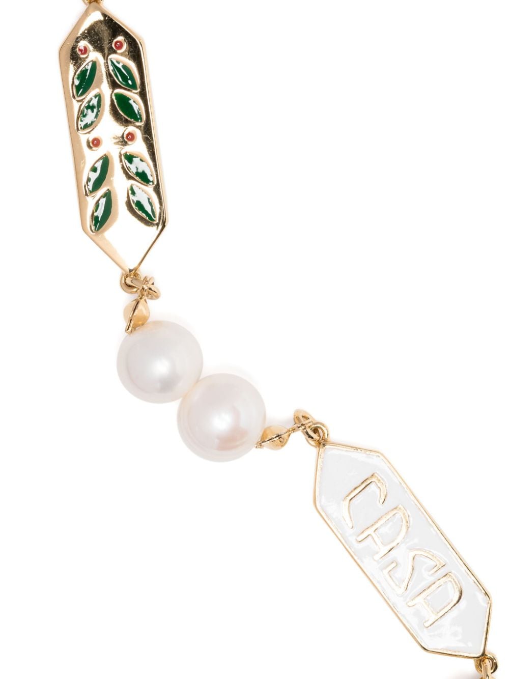 Casablanca logo-plaque pearl-embellished bracelet - Goud
