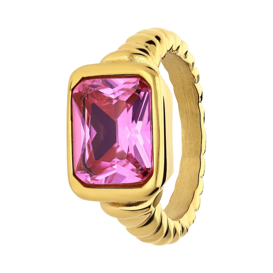 Lucardi Vintage ring - Staal - Roze Zirkonia