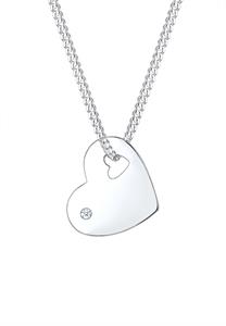 Elli DIAMONDS dames hart hanger symbool solitaire kostbaar met diamant (0.015 ct.) in 925 sterling zilver