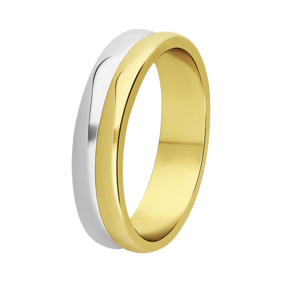 Lucardi Ring Zilver - zilverkleurig-goudkleurig