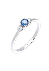 Elli Fingerring Verlobungsring Zirkonia Saphirblau 925 Silber