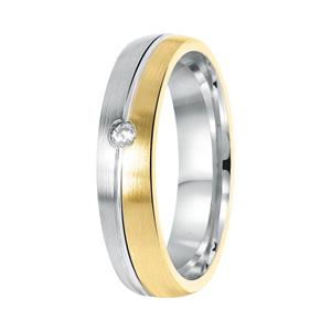 Lucardi Ring 'Zaragoza' Zilver - zilverkleurig-goudkleurig