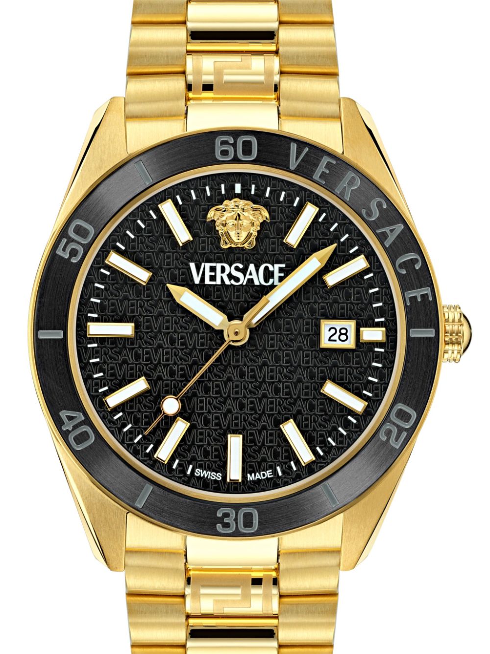 Versace V-Dome 42mm horloge - Zwart