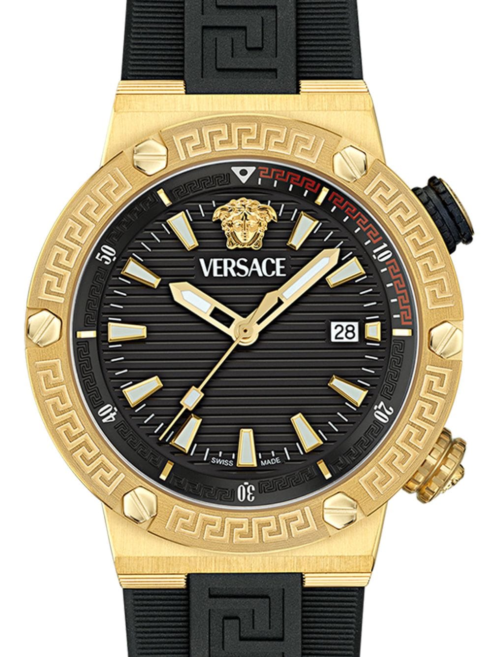 Versace Greca 43 mm horloge met logo - Zwart