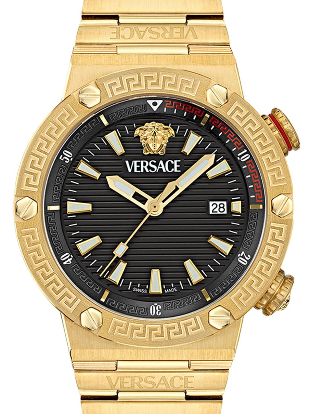 Versace Greca 43 mm horloge met logo - Zwart