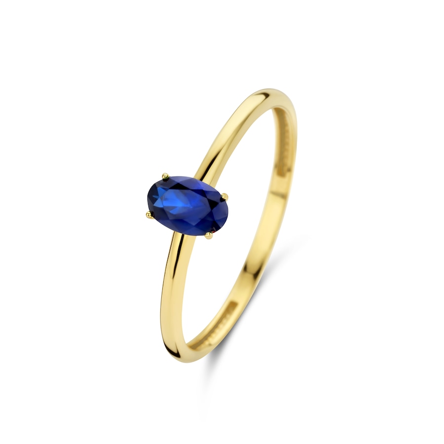 Isabel Bernard Baguette Dames Ring Goud - Blauw/Goud - 15.25 mm / maat 48