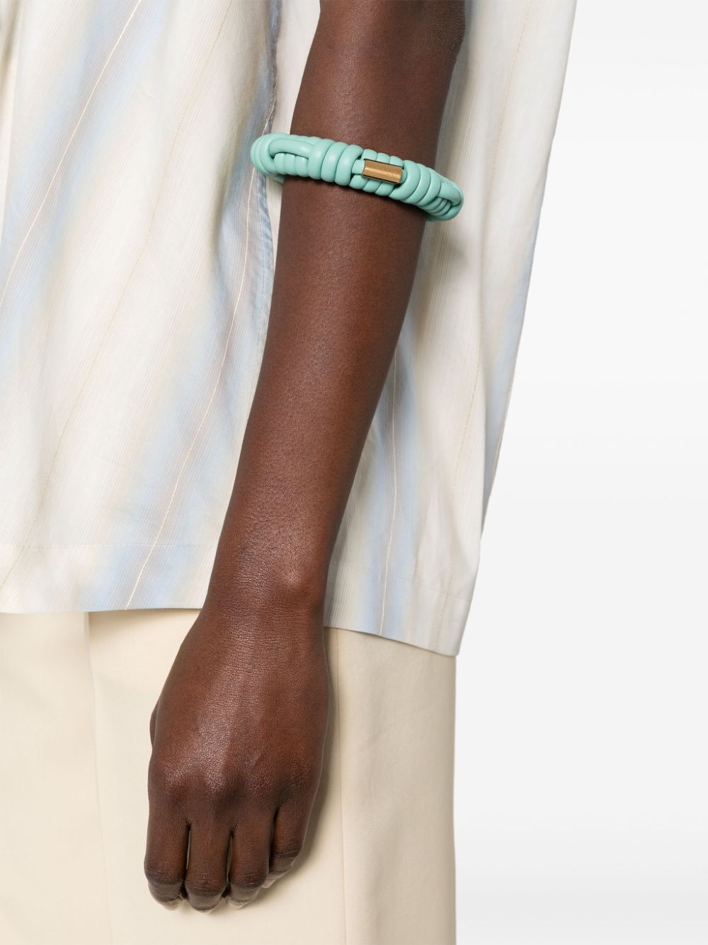 LOEWE woven leather bangle bracelet - Groen