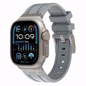 Strap-it Apple Watch luxe liquid silicone band (donkergrijs met titanium)