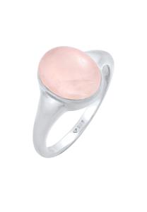 Elli Dames zegelring Ovaal Trend Chunky met Roze Kwarts in 925 Sterling Zilver