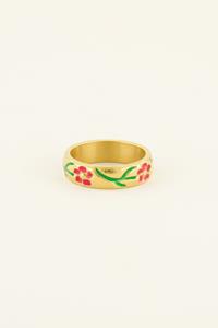 My jewellery Casa fiore ring met rode bloemen