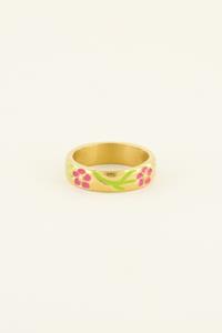 My jewellery Casa fiore ring met roze bloemen