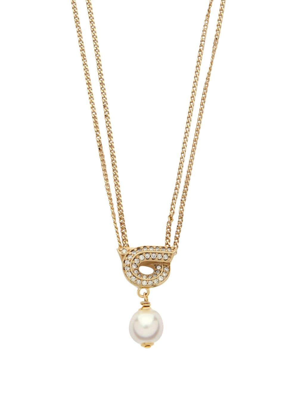 Ferragamo Gancini pearl pendant necklace - Goud