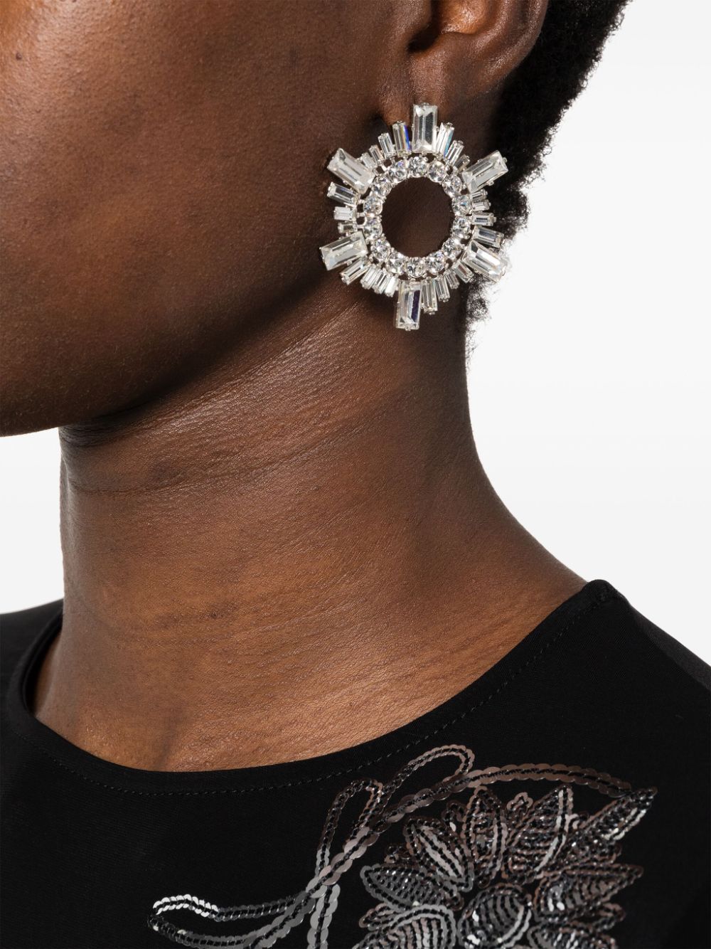 Amina Muaddi Begum Mini crystal-embellished earrings - Zilver