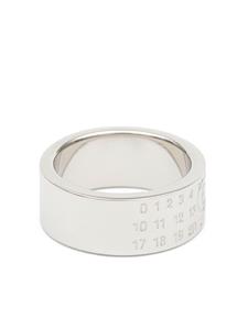 MM6 Maison Margiela Numeric engraved polished ring - Zilver