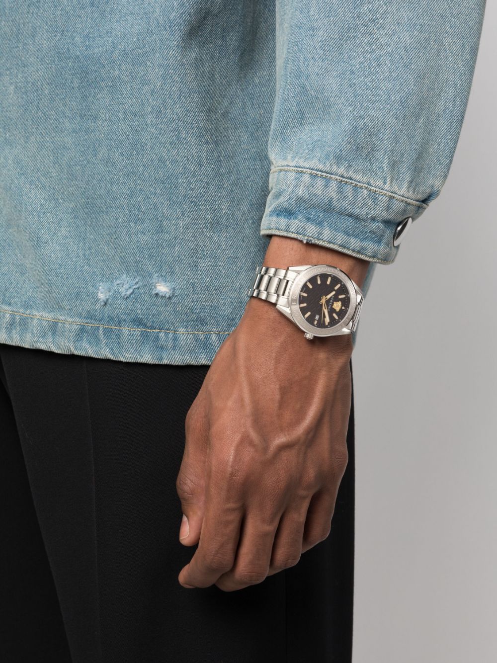 Versace V-Code roestvrij stalen horloge - Zwart