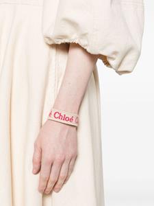 Chloé Woody logo-embroidered bracelet - Beige