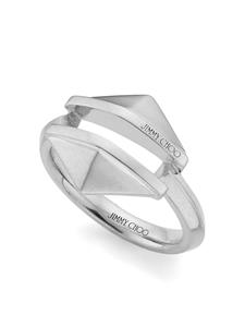 Jimmy Choo Diamond logo-engraved ring - Zilver