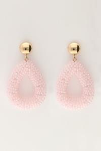 My jewellery Licht roze statement oorbellen met steentjes