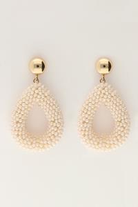 My jewellery Beige statement oorbellen met steentjes