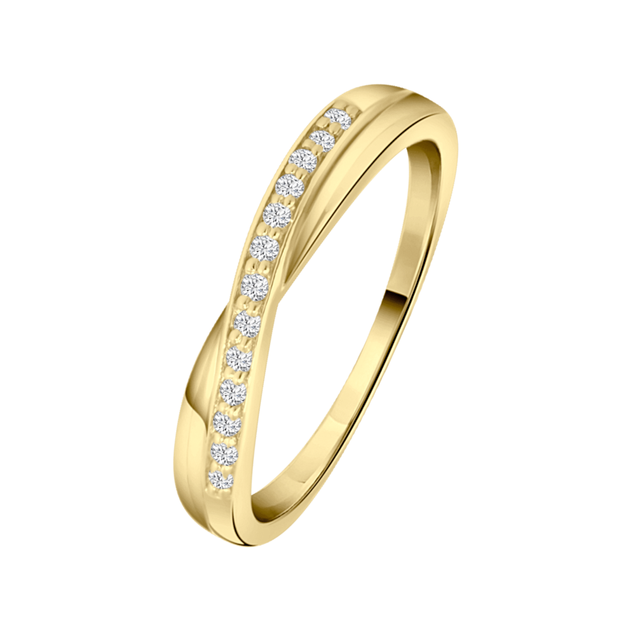 Lucardi Ring Zilver - goudkleurig