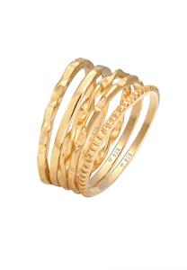 Elli Dames Stacking Ringen Set van 5 Basic Minimal Filigraan Trend in 925 Sterling Zilver Goud