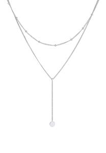 Elli Dames Laag Y-Ketting Bol Plaatje in 925 Sterling Zilver