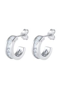 Elli Dames Creolen Precious Mini met Zirkonia Kristallen in 925 Sterling Zilver Verguld