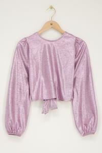 My jewellery Roze metallic top met knoop