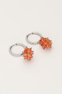 My jewellery Oorringen met oranje druiventros