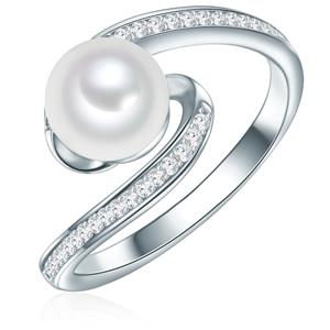 Valero Pearls Ring Sterling zilver Zirkonia Gekweekte zoetwaterparels in Zilver